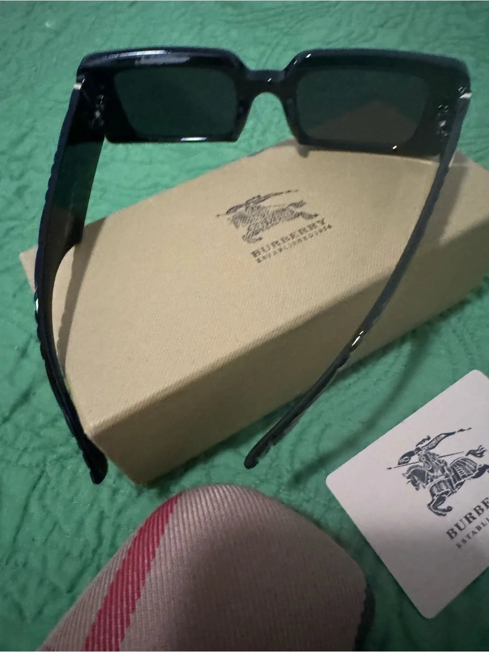 Burberry Black Square Oversized Sunglasses with Plaid Case